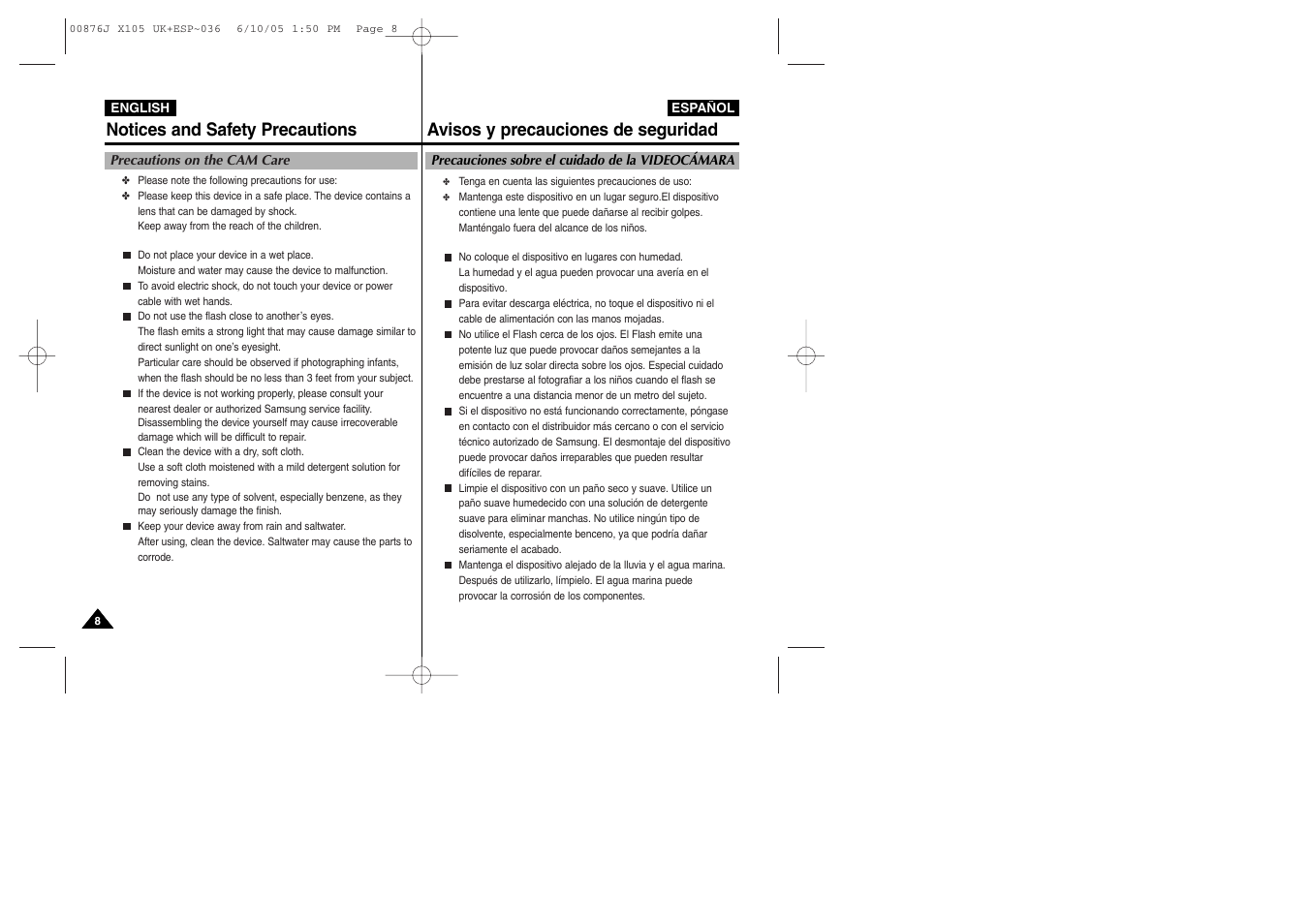 Samsung VP-X110L User Manual | Page 8 / 137