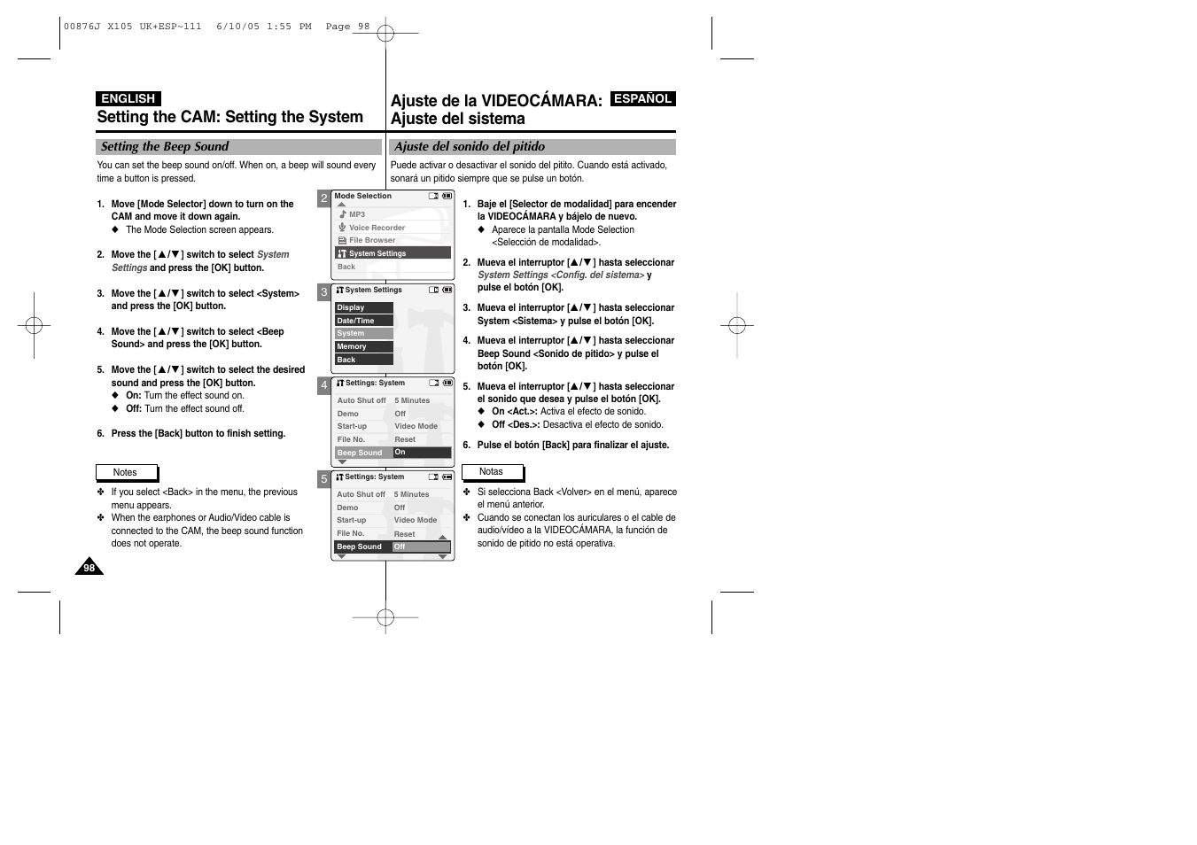 Samsung VP-X110L User Manual | Page 98 / 137