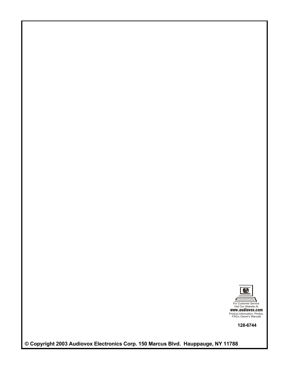 Audiovox PROV916 User Manual | Page 12 / 12