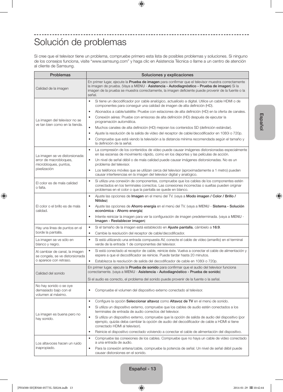 Solución de problemas | Samsung PS51F4500AW User Manual | Page 57 / 89