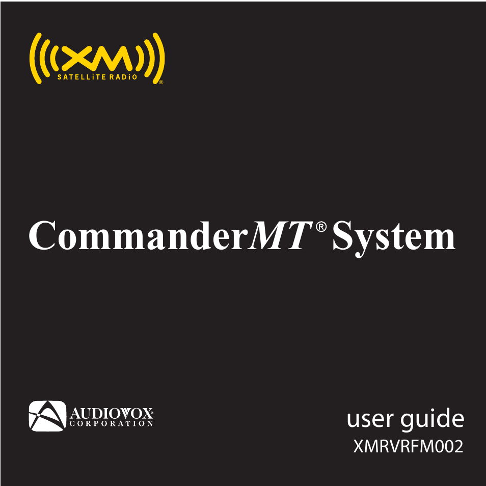 Audiovox Commander MT XMRVRFM002 User Manual | 64 pages