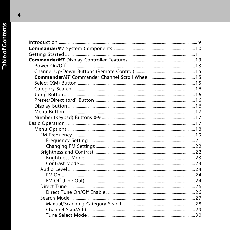 Audiovox Commander MT XMRVRFM002 User Manual | Page 4 / 64