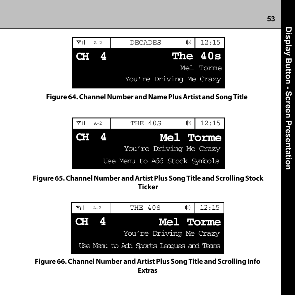 The 40s, Ch 4 mel torme, Ch 4 | Mel torme | Audiovox Commander MT XMRVRFM002 User Manual | Page 53 / 64