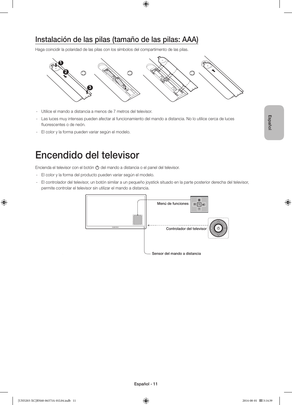 Encendido del televisor | Samsung UE58H5203AW User Manual | Page 51 / 81