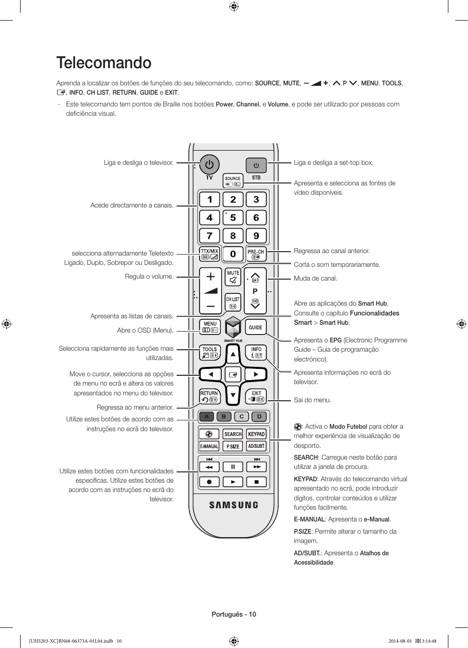 Telecomando | Samsung UE58H5203AW User Manual | Page 70 / 81
