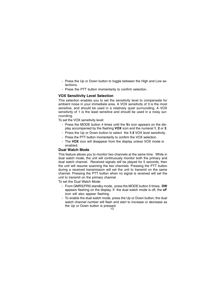 Audiovox GMRS7001CH User Manual | Page 13 / 24