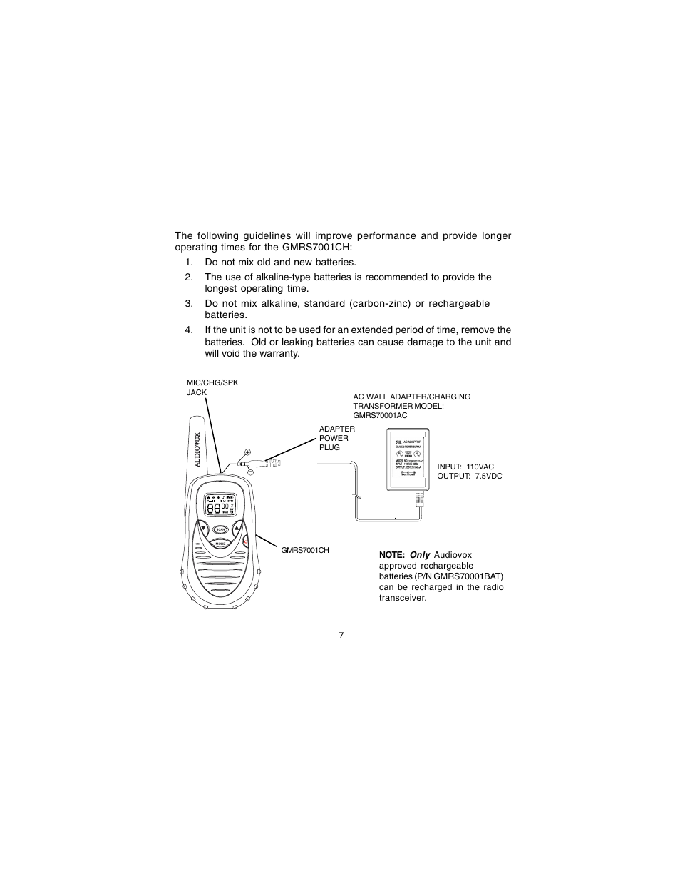 Audiovox GMRS7001CH User Manual | Page 7 / 24