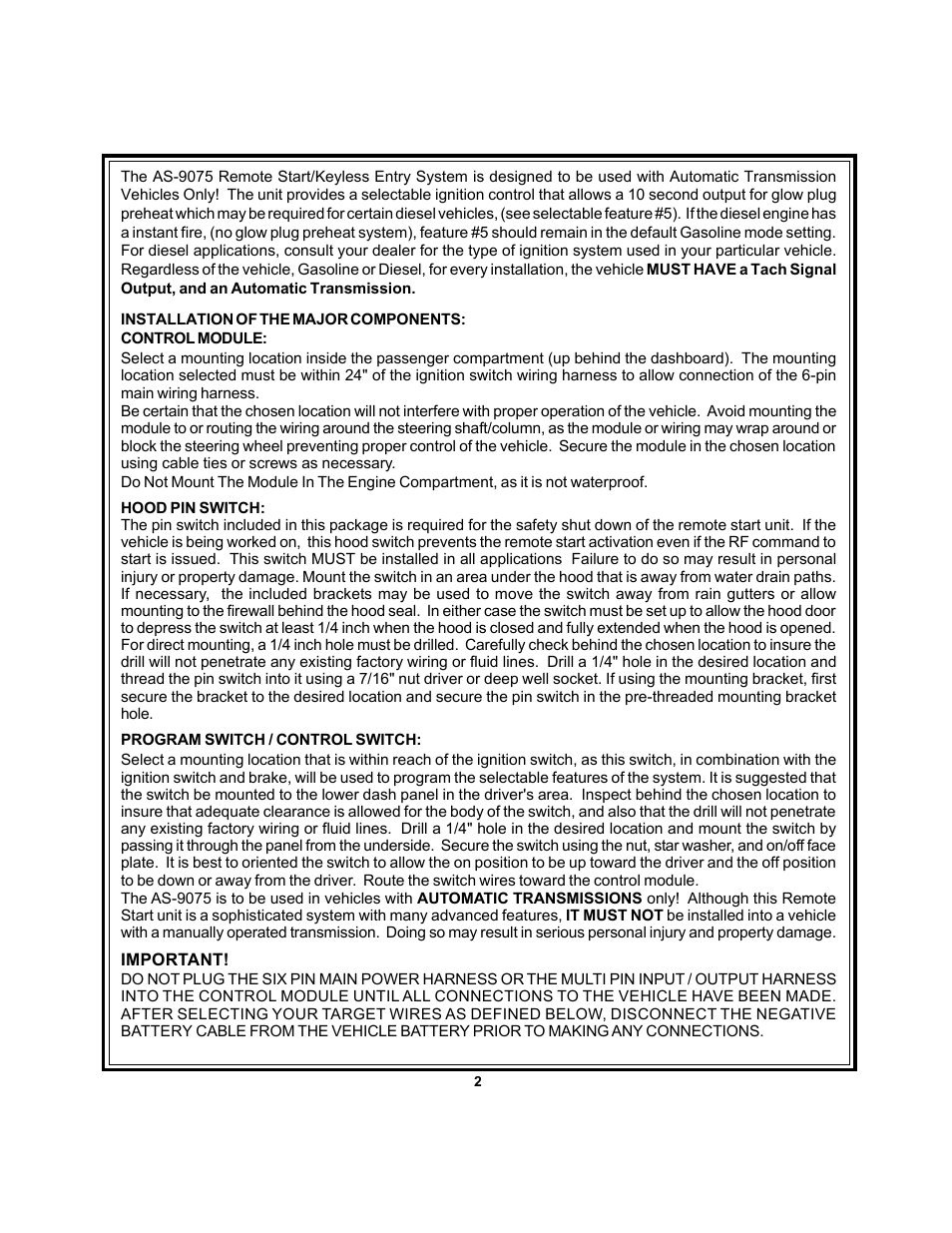 Audiovox AS 9075 User Manual | Page 2 / 15