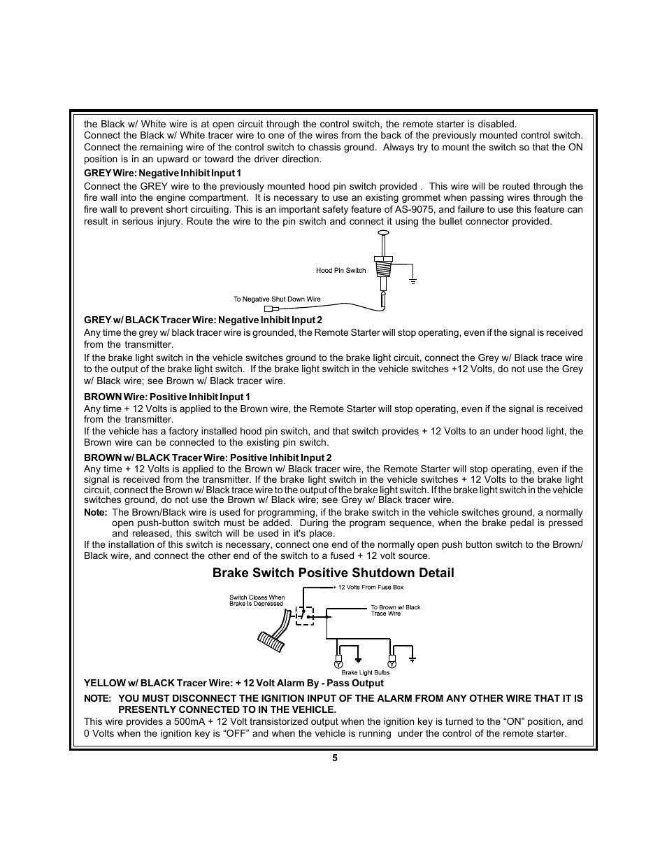 Brake switch positive shutdown detail | Audiovox AS 9075 User Manual | Page 5 / 15