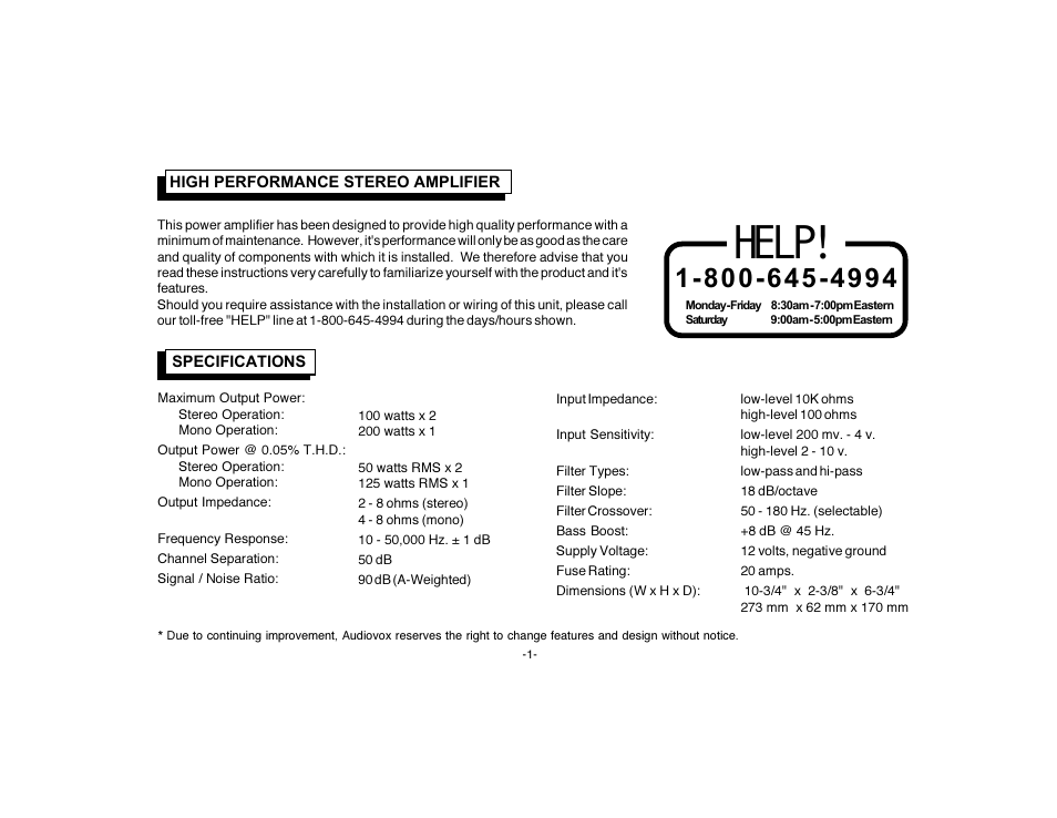 Help | Audiovox PA-S250 User Manual | Page 3 / 16