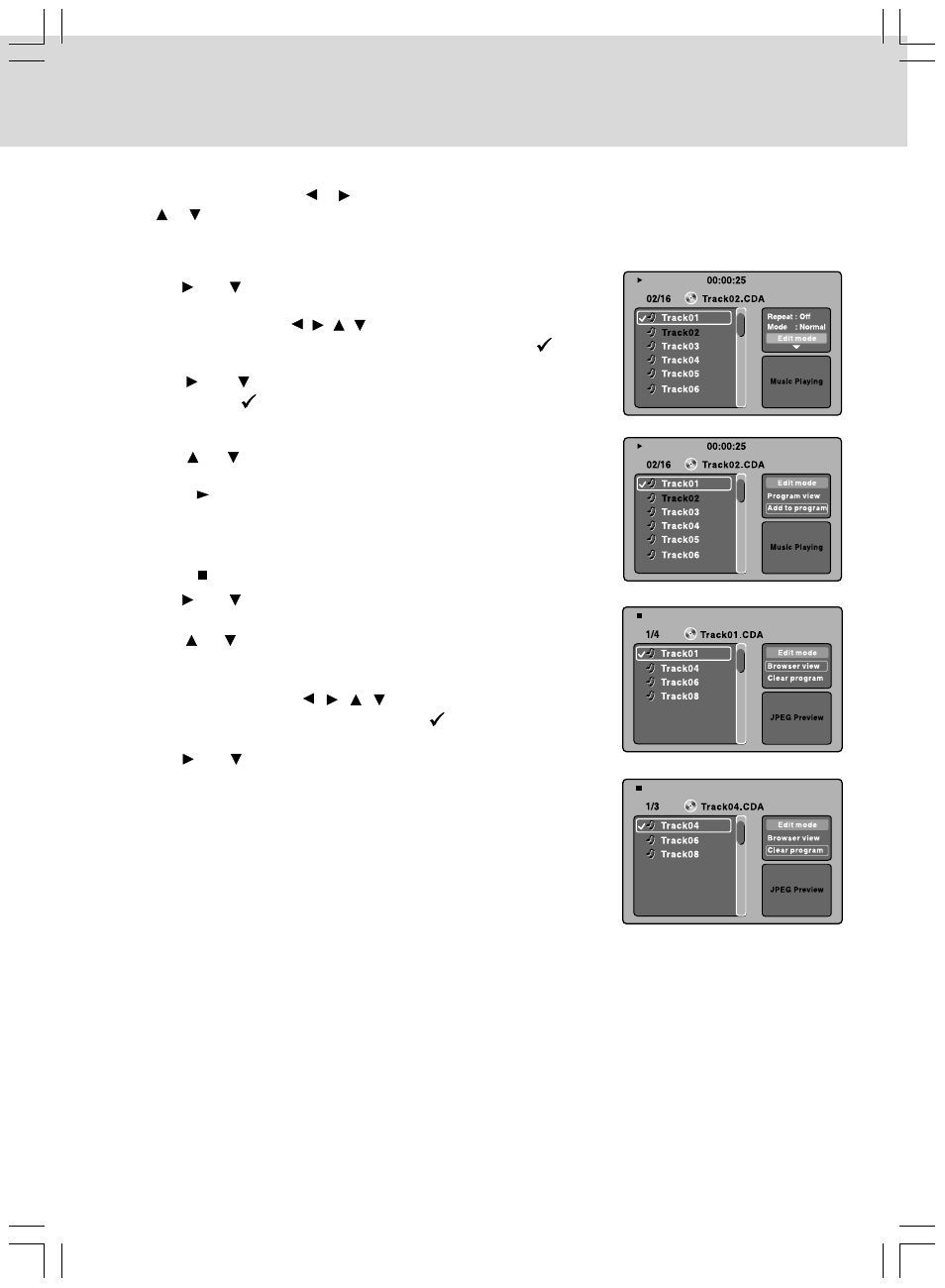 Play modes for cd or jpeg disc | Audiovox VE727 User Manual | Page 22 / 31