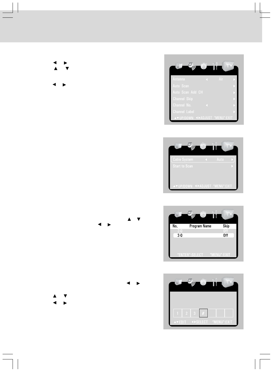 Tv setup | Audiovox VE727 User Manual | Page 28 / 31