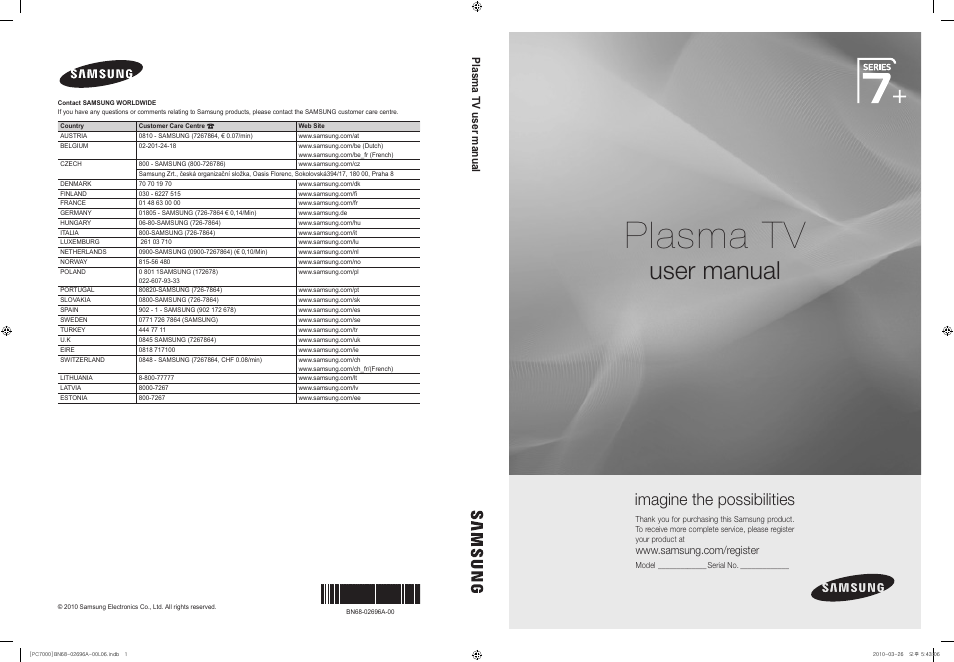 Samsung PS50C7000YW User Manual | 373 pages
