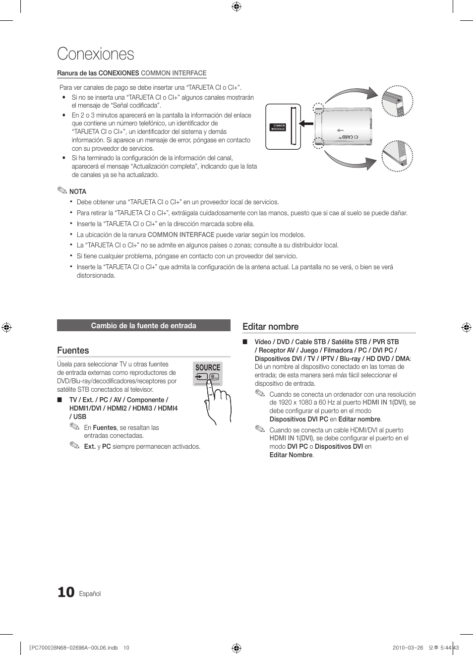 Conexiones | Samsung PS50C7000YW User Manual | Page 134 / 373