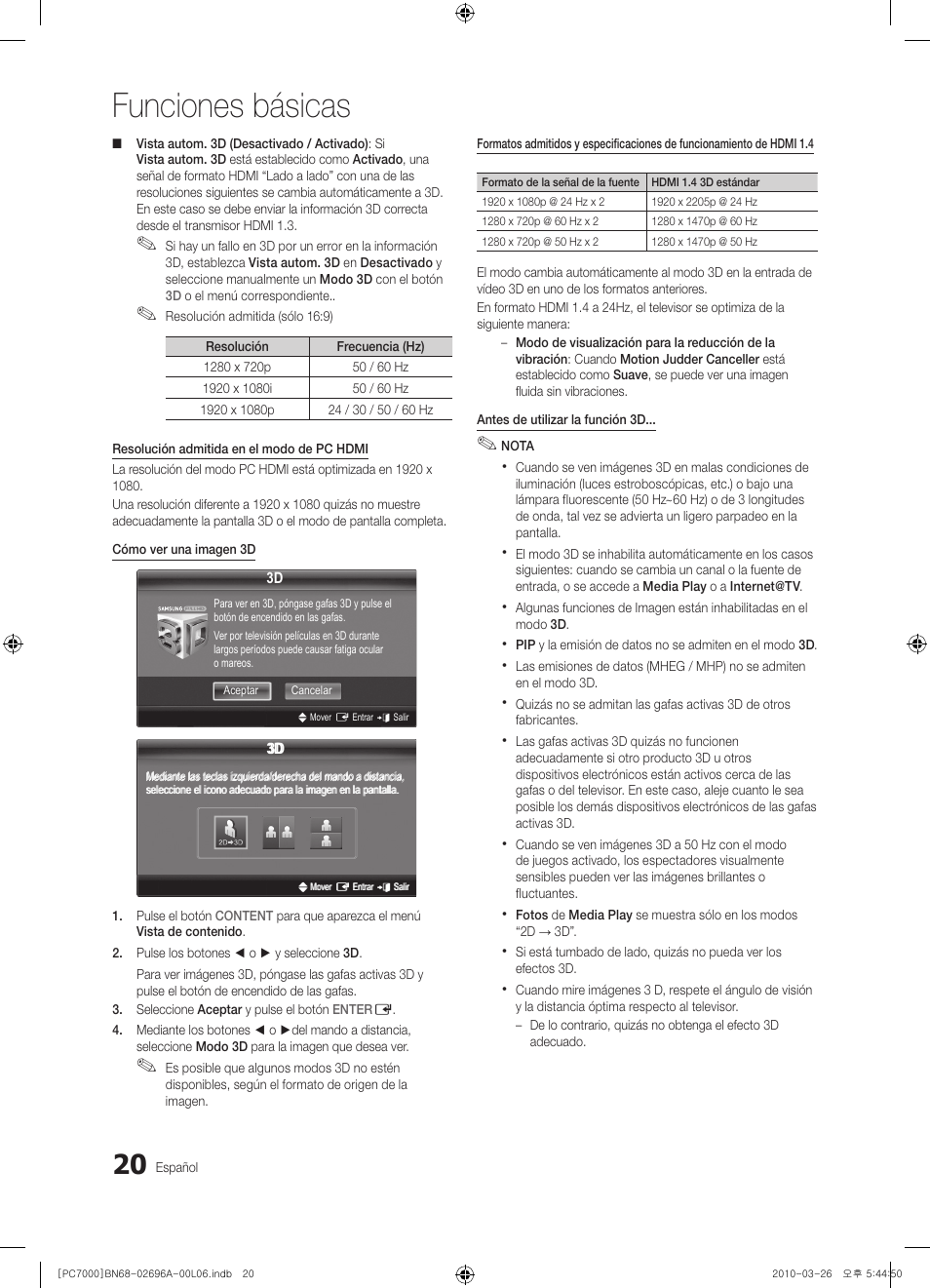 Funciones básicas | Samsung PS50C7000YW User Manual | Page 144 / 373