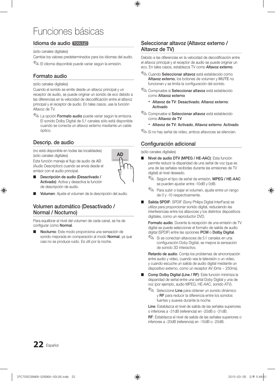 Funciones básicas | Samsung PS50C7000YW User Manual | Page 146 / 373