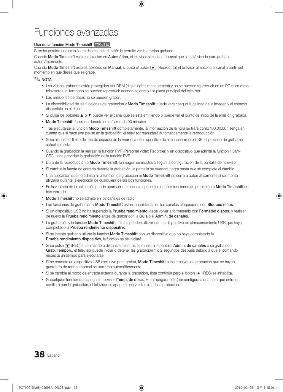 Funciones avanzadas | Samsung PS50C7000YW User Manual | Page 162 / 373