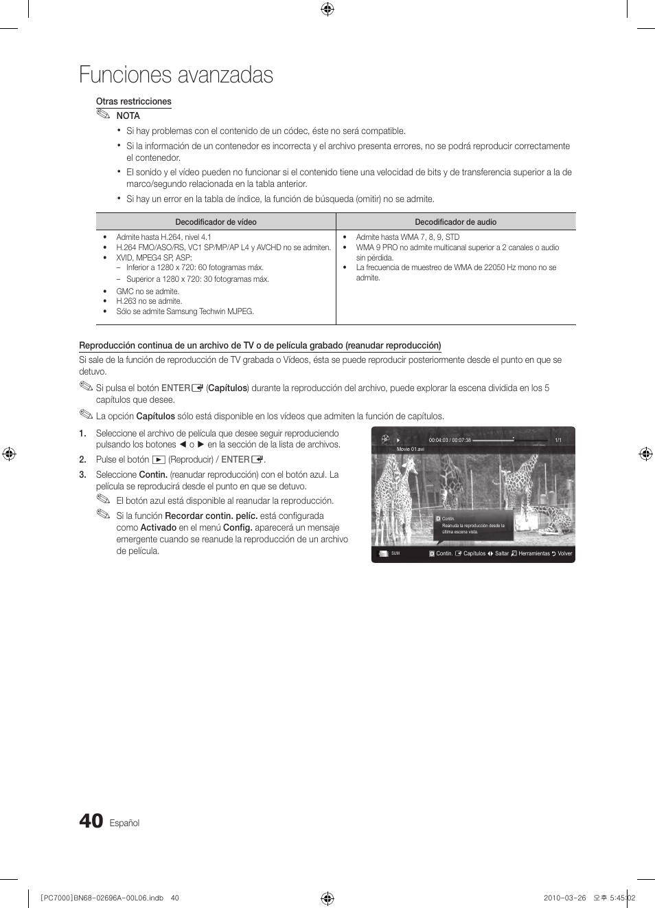 Funciones avanzadas | Samsung PS50C7000YW User Manual | Page 164 / 373