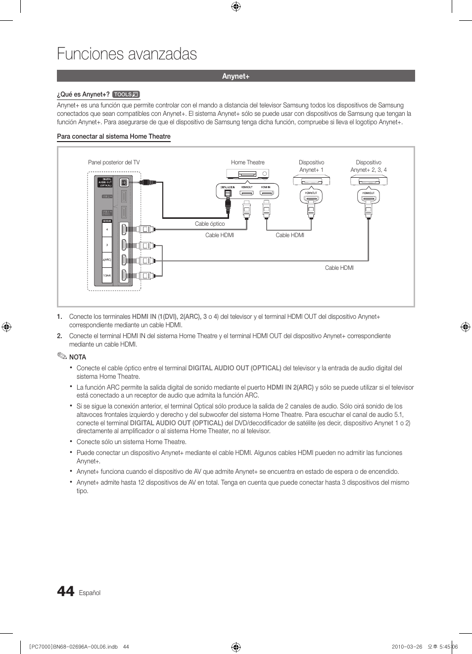Funciones avanzadas | Samsung PS50C7000YW User Manual | Page 168 / 373