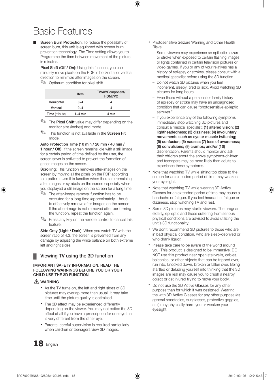 Basic features | Samsung PS50C7000YW User Manual | Page 18 / 373