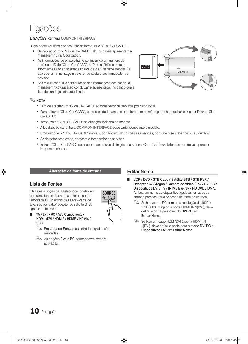 Ligações | Samsung PS50C7000YW User Manual | Page 196 / 373