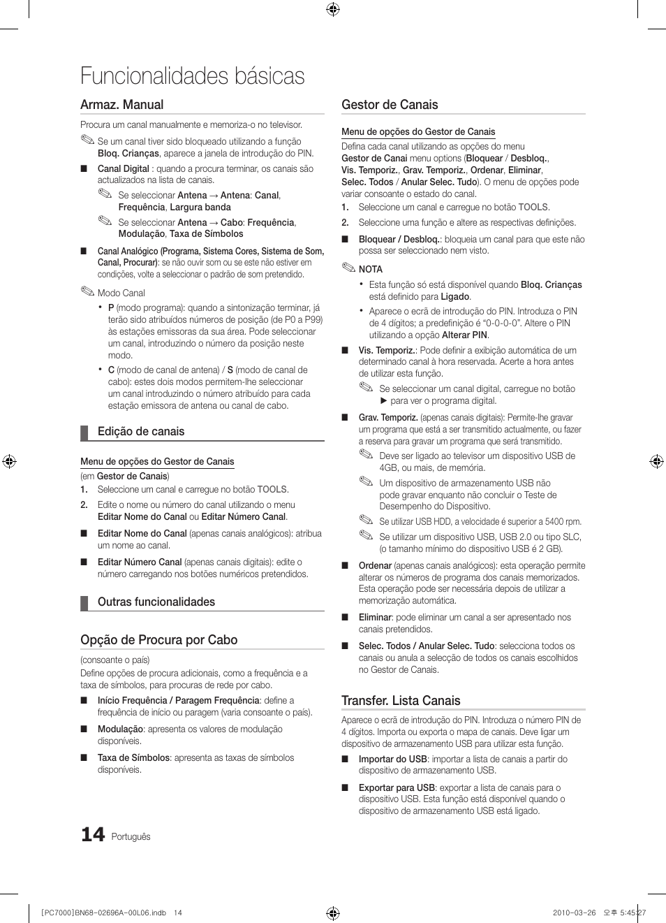 Funcionalidades básicas | Samsung PS50C7000YW User Manual | Page 200 / 373
