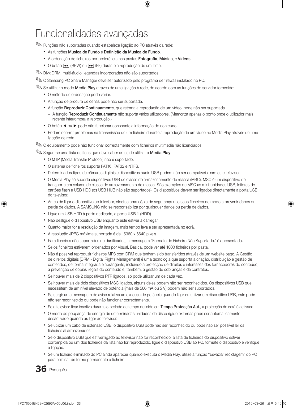 Funcionalidades avançadas | Samsung PS50C7000YW User Manual | Page 222 / 373