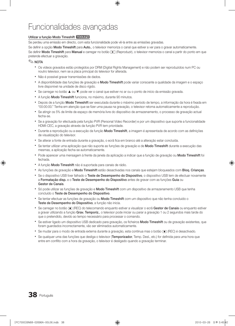 Funcionalidades avançadas | Samsung PS50C7000YW User Manual | Page 224 / 373