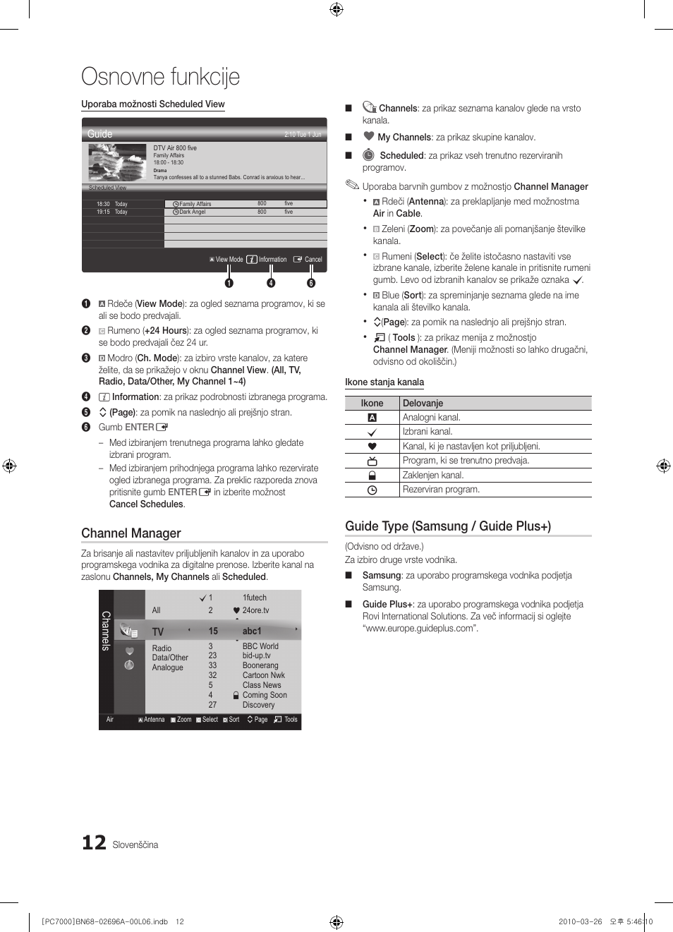 Osnovne funkcije, Channel manager, Guide type (samsung / guide plus+) | Samsung PS50C7000YW User Manual | Page 260 / 373