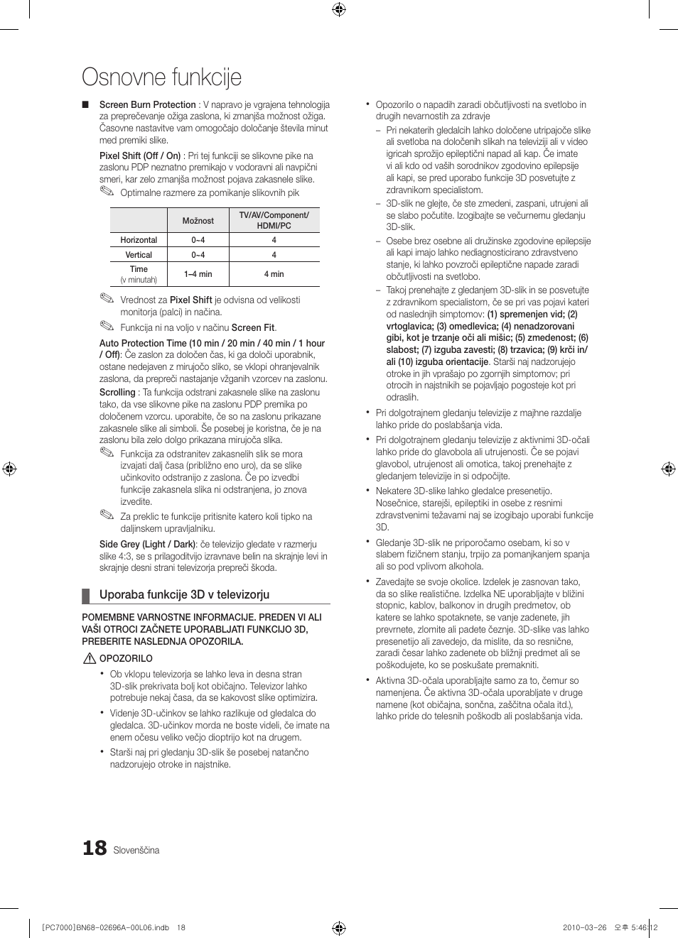 Osnovne funkcije | Samsung PS50C7000YW User Manual | Page 266 / 373