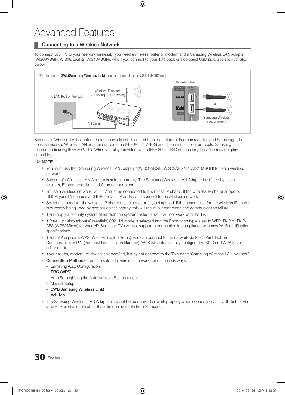 Advanced features | Samsung PS50C7000YW User Manual | Page 30 / 373