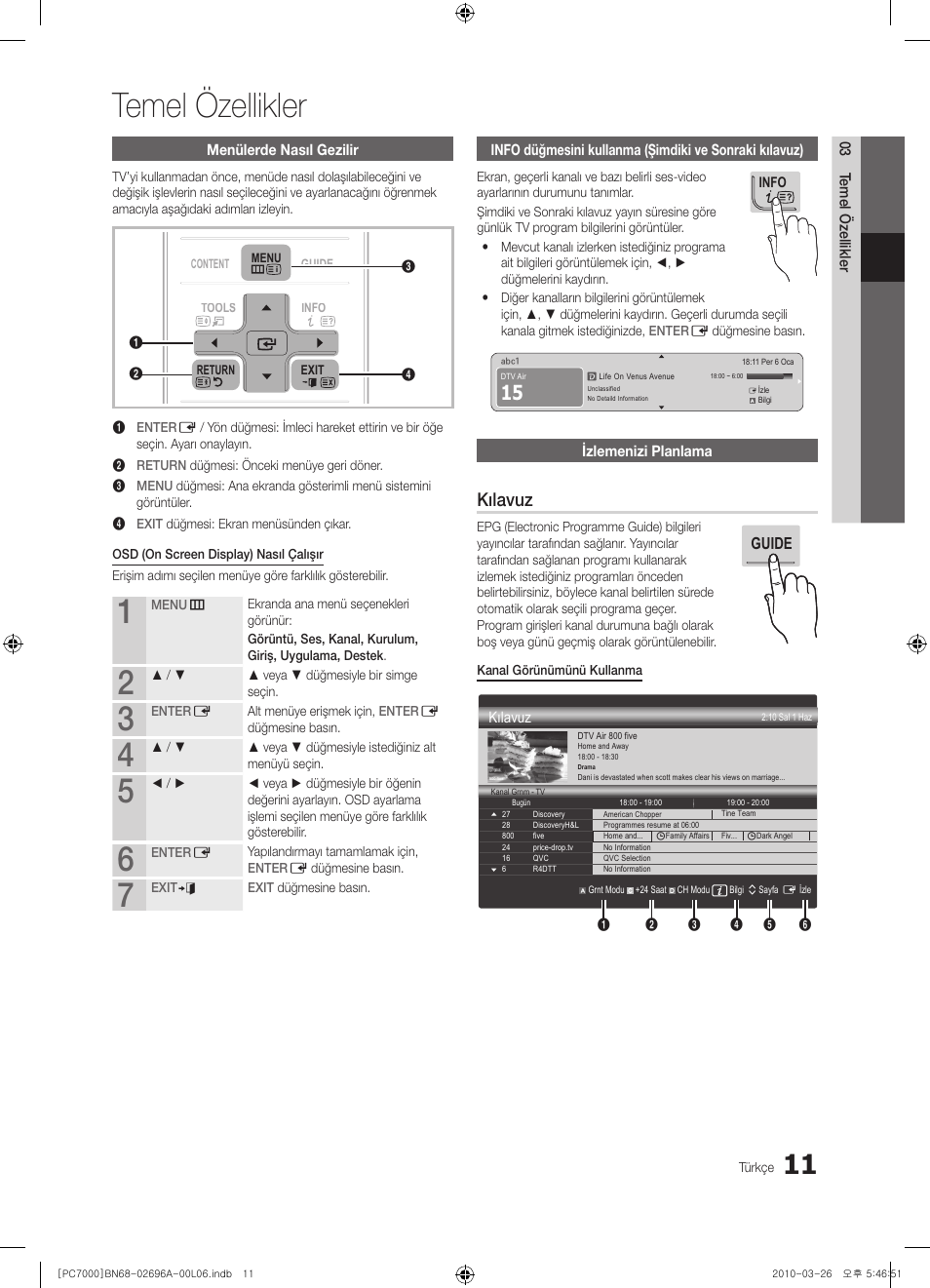 Temel özellikler, Kılavuz | Samsung PS50C7000YW User Manual | Page 321 / 373