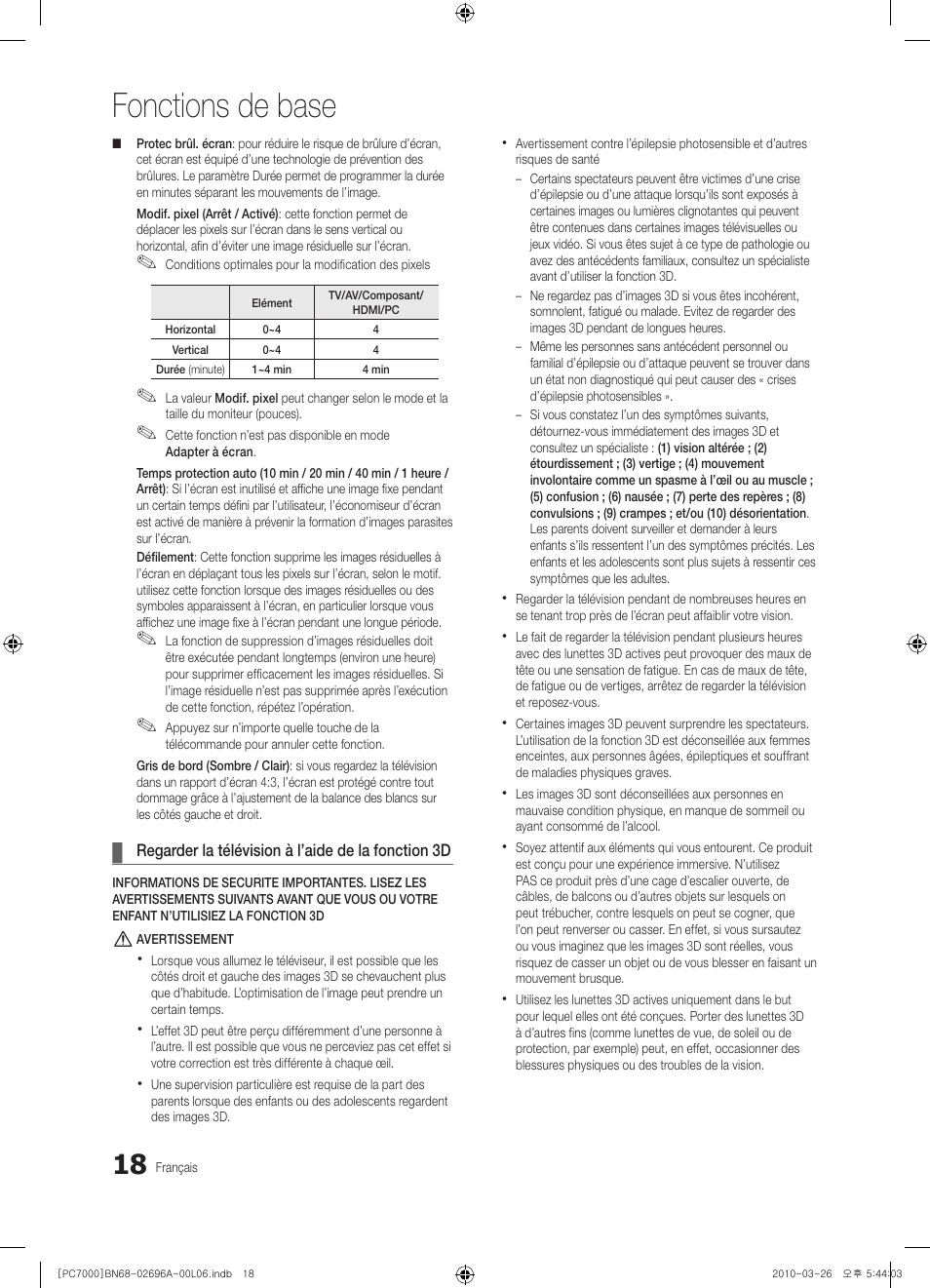 Fonctions de base | Samsung PS50C7000YW User Manual | Page 80 / 373