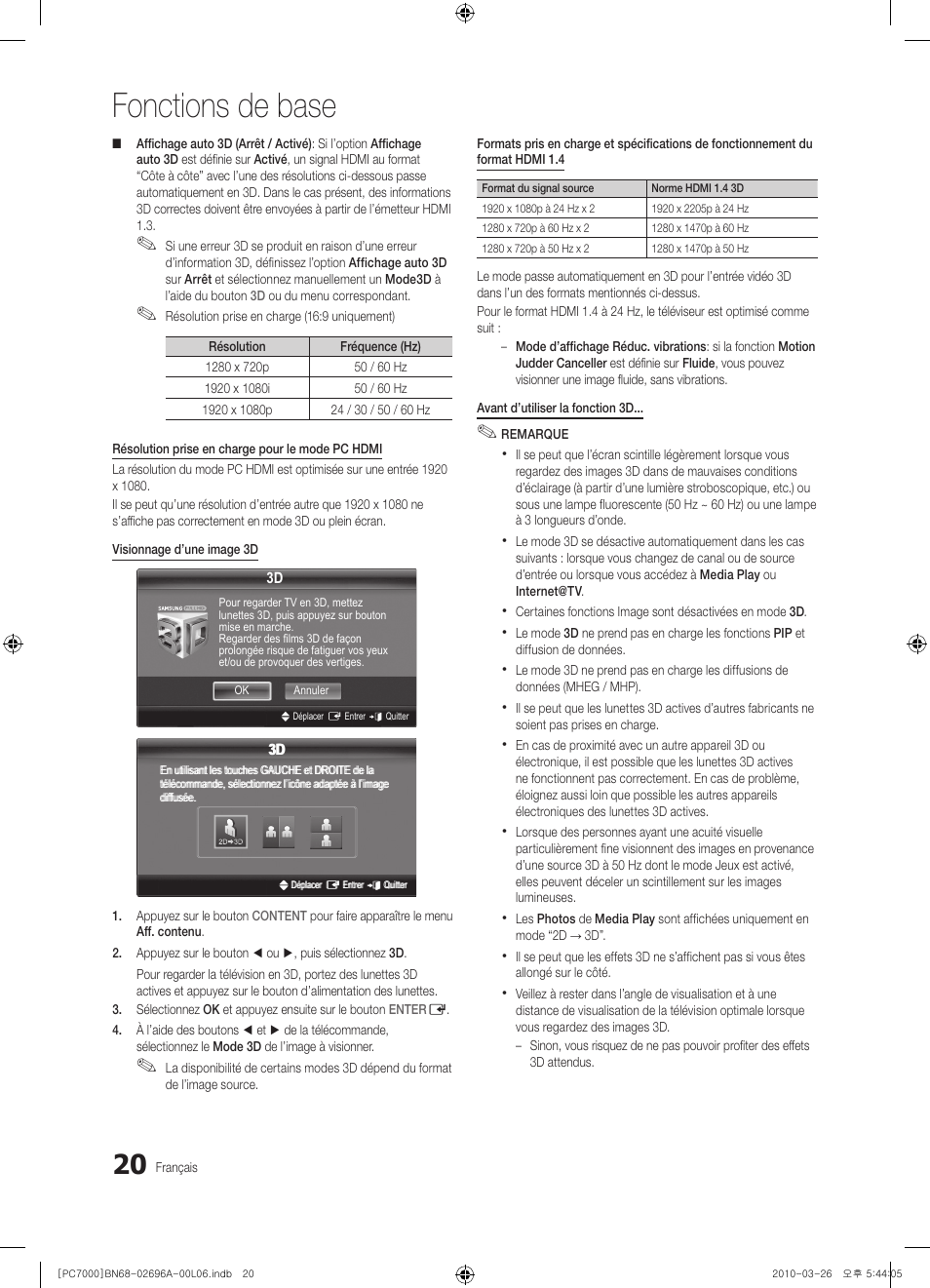Fonctions de base | Samsung PS50C7000YW User Manual | Page 82 / 373