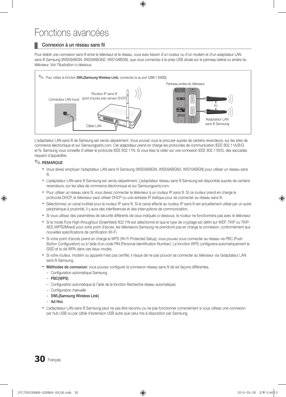 Fonctions avancées | Samsung PS50C7000YW User Manual | Page 92 / 373