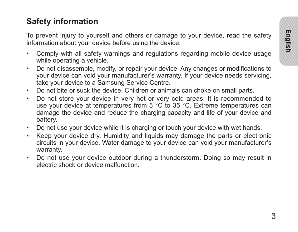 3safety information | Samsung BHS3000 User Manual | Page 5 / 97