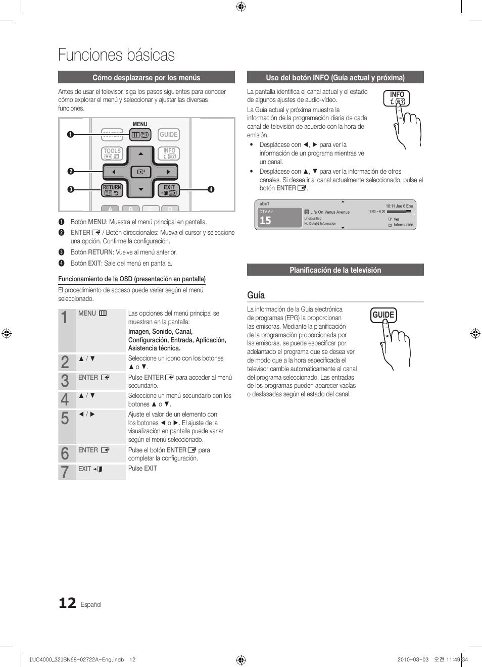 Funciones básicas, Guía | Samsung UE32C4000PW User Manual | Page 100 / 265