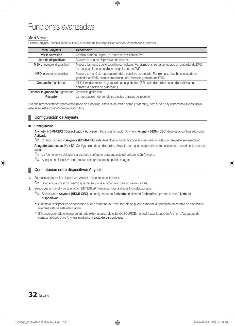 Funciones avanzadas | Samsung UE32C4000PW User Manual | Page 120 / 265