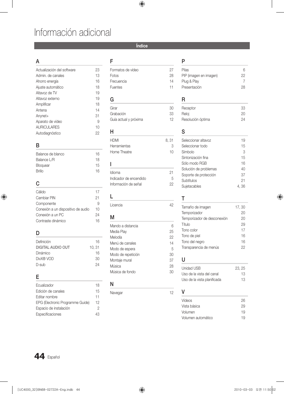 Información adicional | Samsung UE32C4000PW User Manual | Page 132 / 265