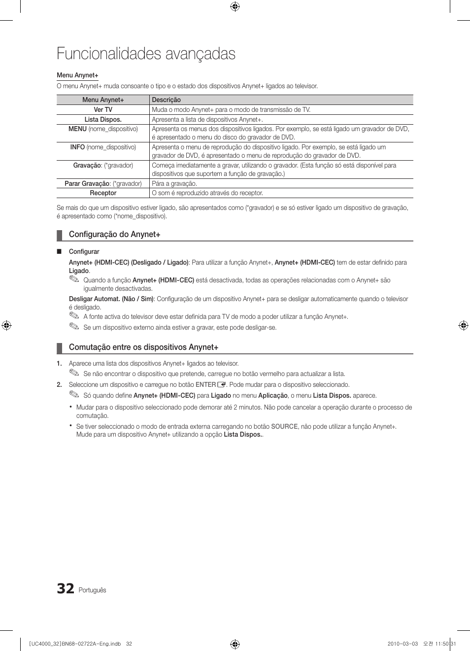 Funcionalidades avançadas | Samsung UE32C4000PW User Manual | Page 164 / 265