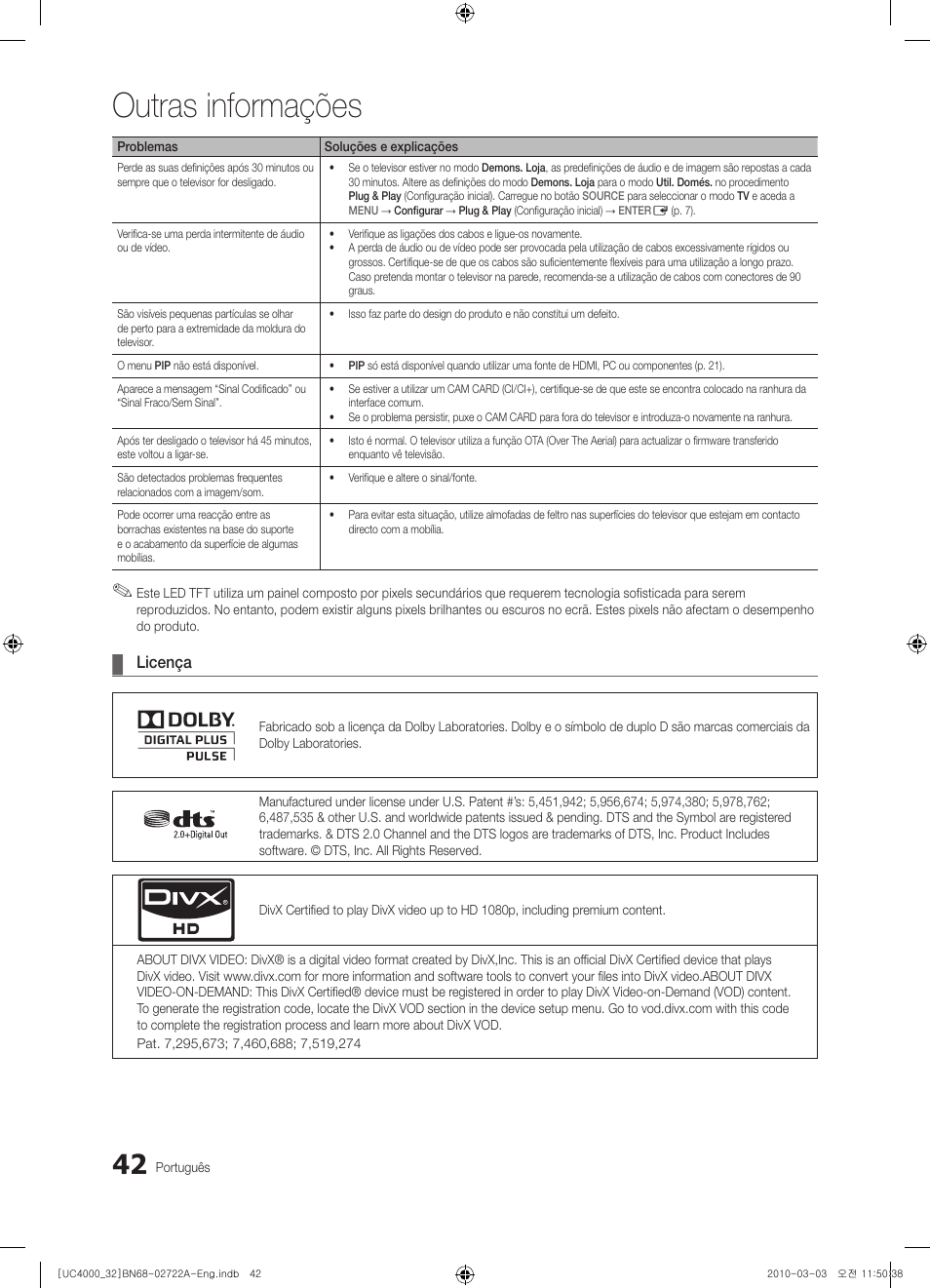 Outras informações | Samsung UE32C4000PW User Manual | Page 174 / 265