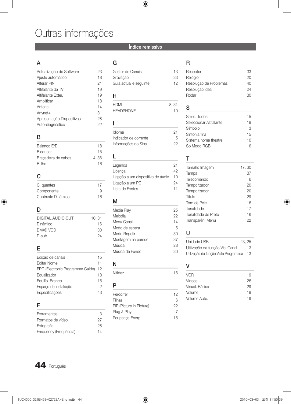 Outras informações | Samsung UE32C4000PW User Manual | Page 176 / 265