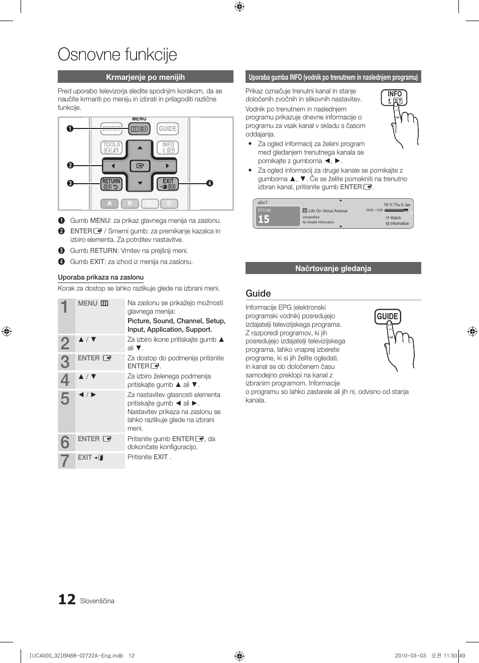 Osnovne funkcije, Guide | Samsung UE32C4000PW User Manual | Page 188 / 265
