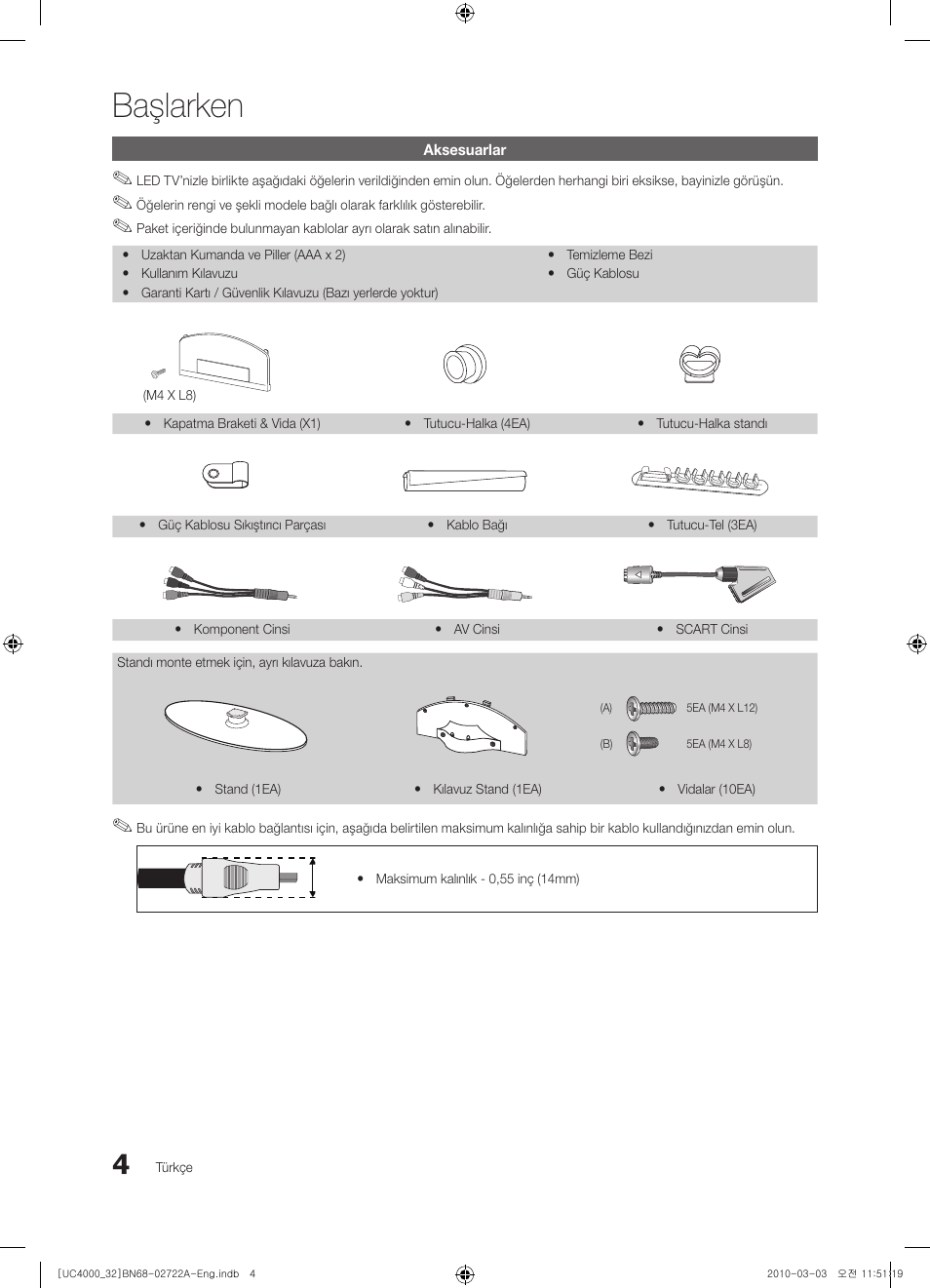 Başlarken | Samsung UE32C4000PW User Manual | Page 224 / 265