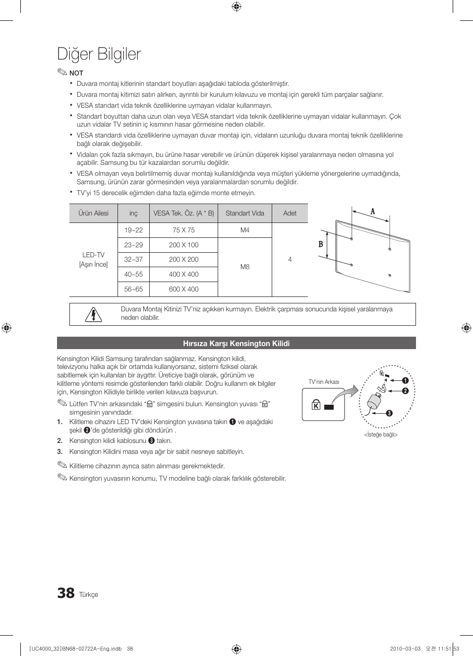 Diğer bilgiler | Samsung UE32C4000PW User Manual | Page 258 / 265
