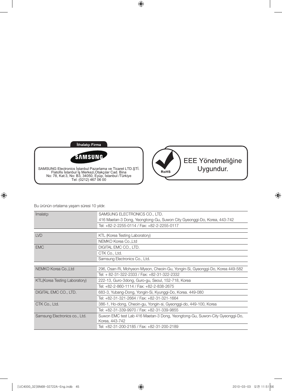 Samsung UE32C4000PW User Manual | Page 265 / 265