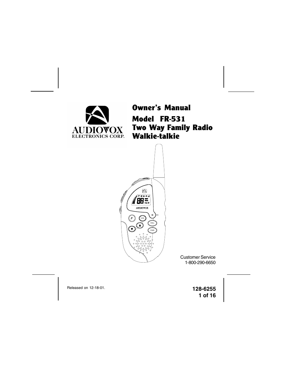 Audiovox FR-531 User Manual | 16 pages