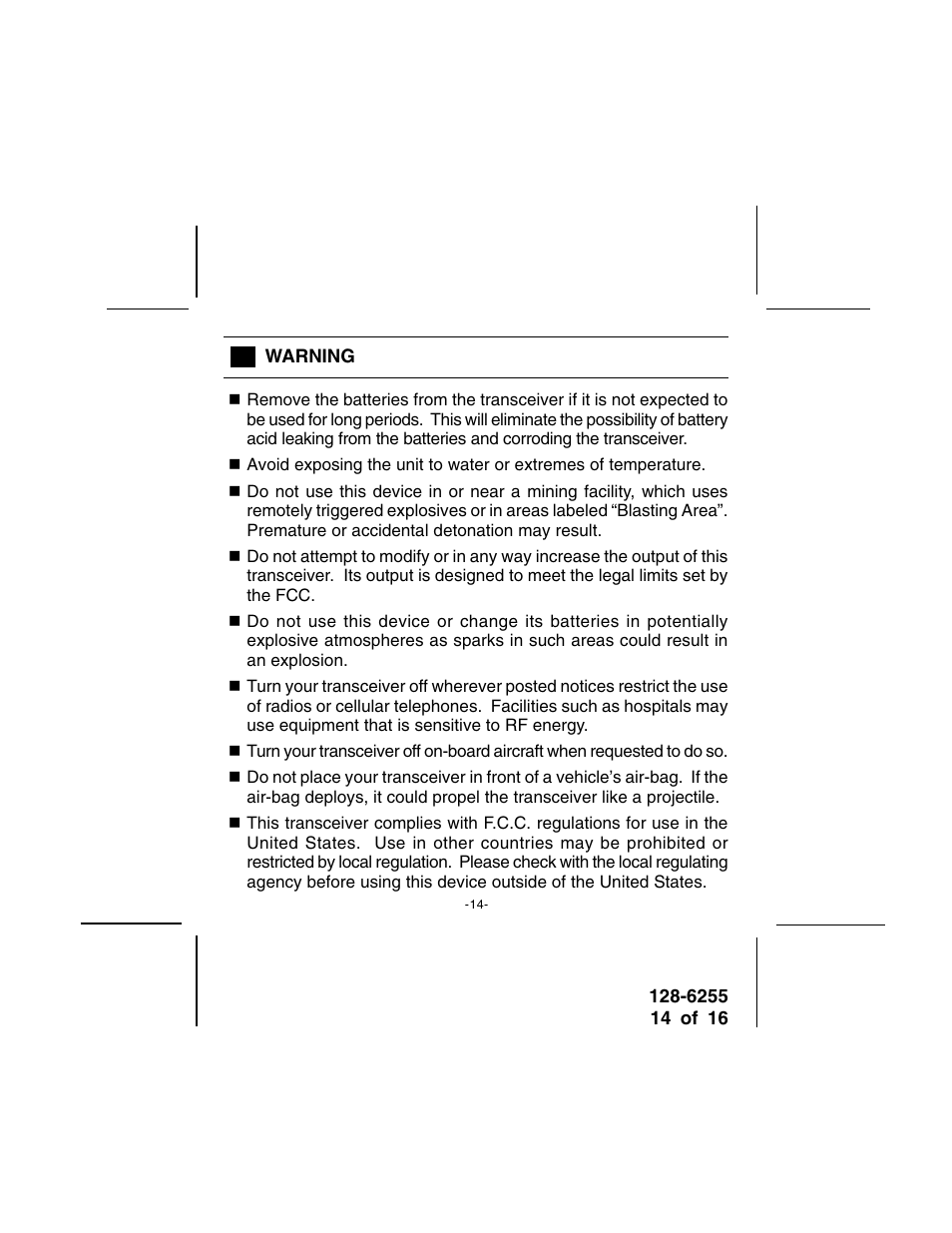 Audiovox FR-531 User Manual | Page 14 / 16