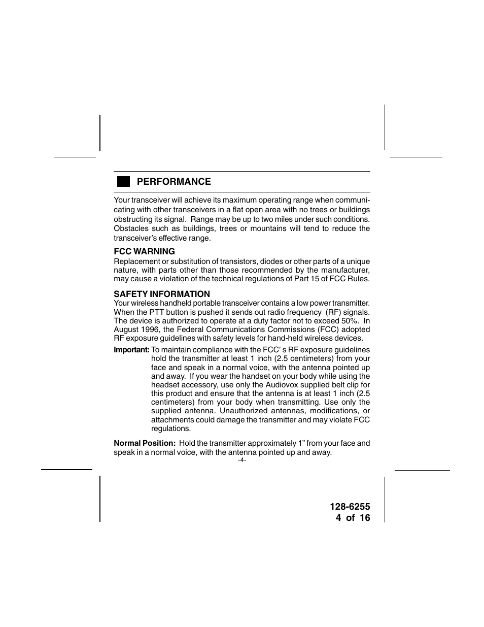 Audiovox FR-531 User Manual | Page 4 / 16