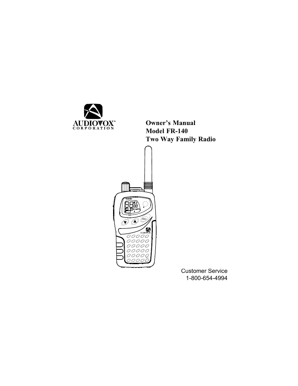 Audiovox FR-140 User Manual | 22 pages